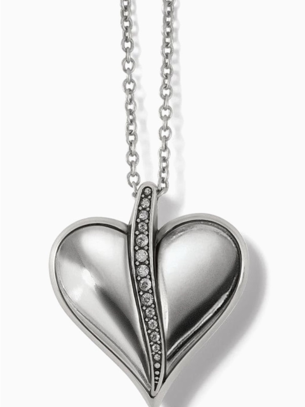 Brighton Silver Heart Pendant Necklace with Crystal Row